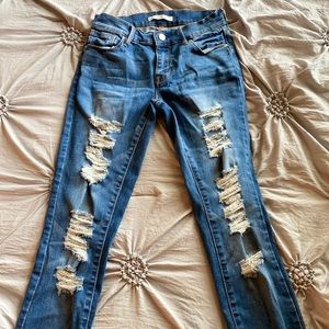 blue distressed jeans